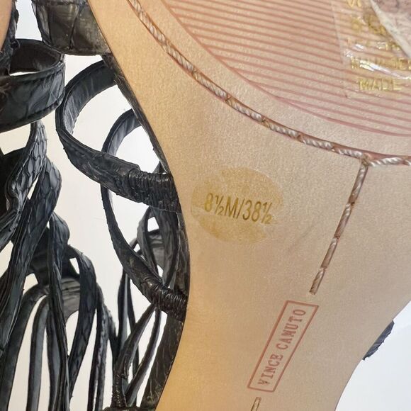 Vince Camuto Kamella High Heel Open Toe Caged Gladiator Sandals Black  Size 8.5 - Picture 5 of 8